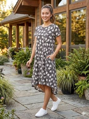 LuLaRoe Gray Paisley High-Low Dress